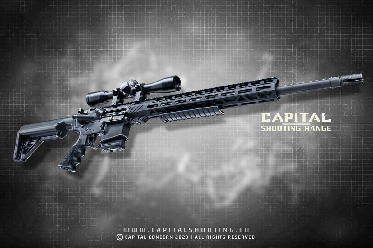 M4 DMR Carbine RR Coyote Wylde 20" 223 Remington - Capital Shooting Range Budapest - Where your shooting adventure awaits!